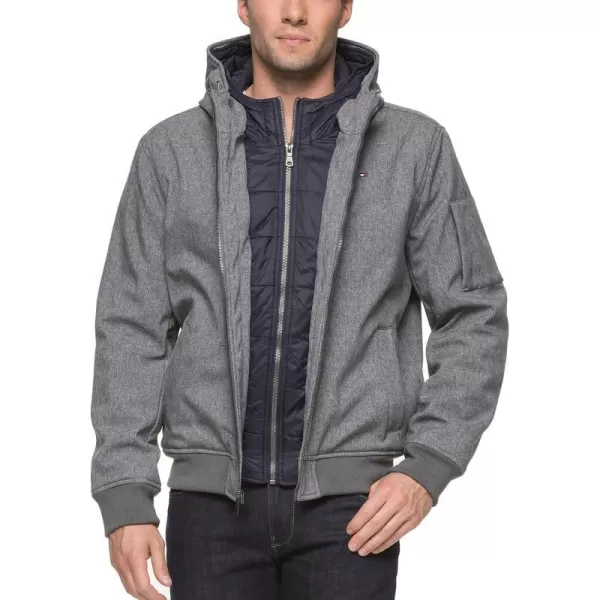 Tommy Hilfiger Mens Soft Shell Active Filled Bomber JacketHeather Grey