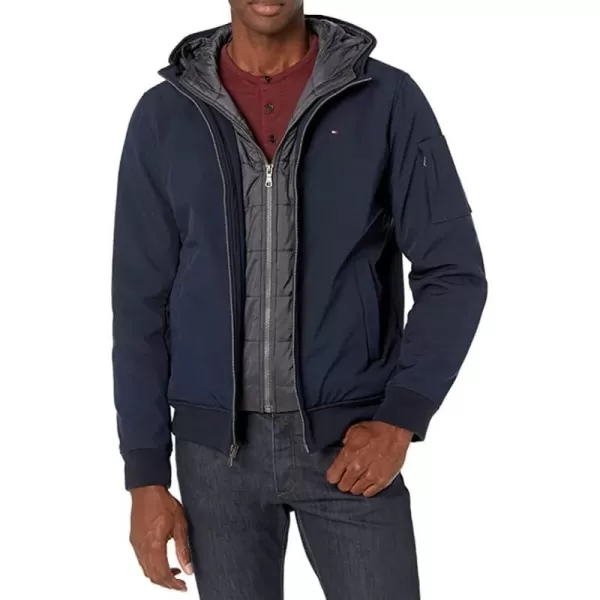 Tommy Hilfiger Mens Soft Shell Active Filled Bomber JacketMidnightHeather Charcoal