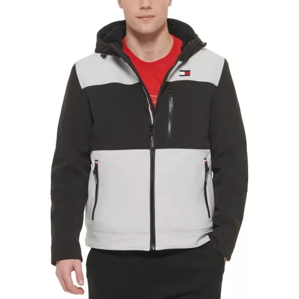 Tommy Hilfiger Mens Soft Shell Sherpa Lined Performance JacketBlackIce Combo