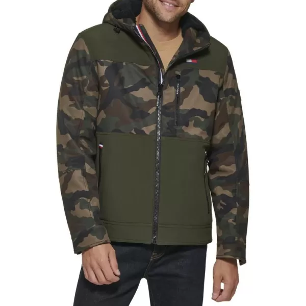 Tommy Hilfiger Mens Soft Shell Sherpa Lined Performance JacketCamouflage Combo