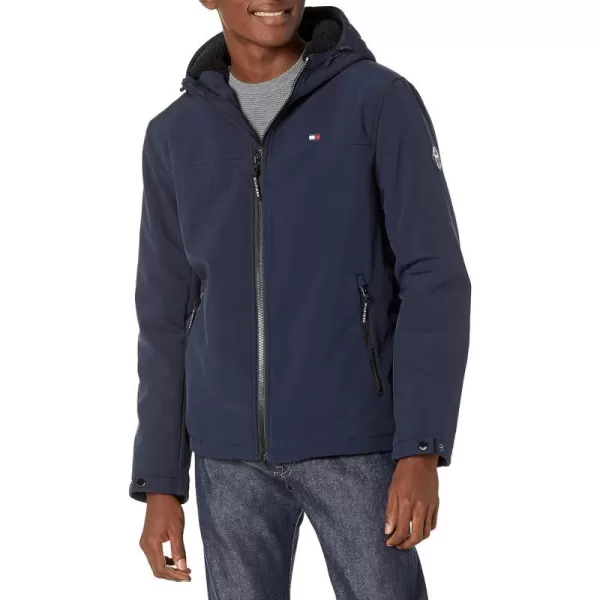 Tommy Hilfiger Mens Soft Shell Sherpa Lined Performance JacketDark Midnight