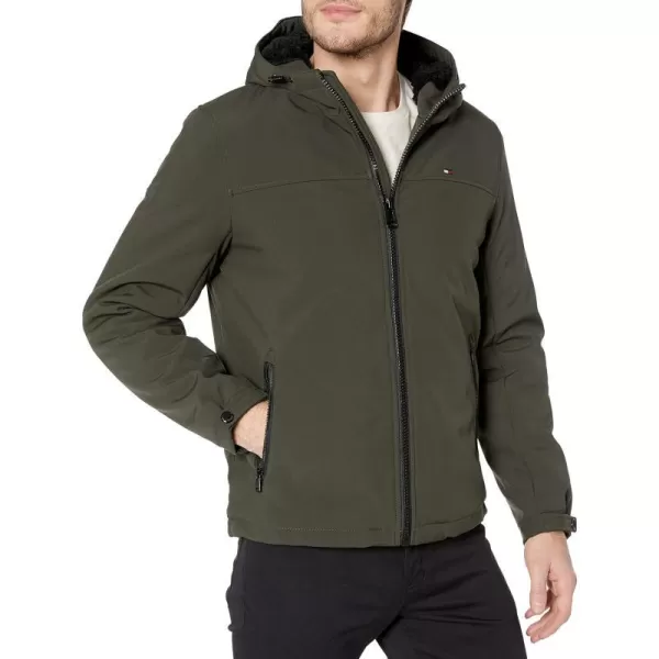 Tommy Hilfiger Mens Soft Shell Sherpa Lined Performance JacketGreen