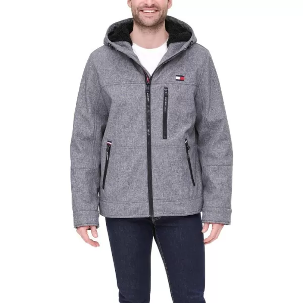 Tommy Hilfiger Mens Soft Shell Sherpa Lined Performance JacketHeather Grey Tech