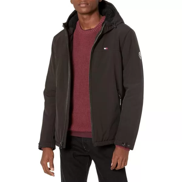 Tommy Hilfiger Mens Soft Shell Sherpa Lined Performance JacketNew Black