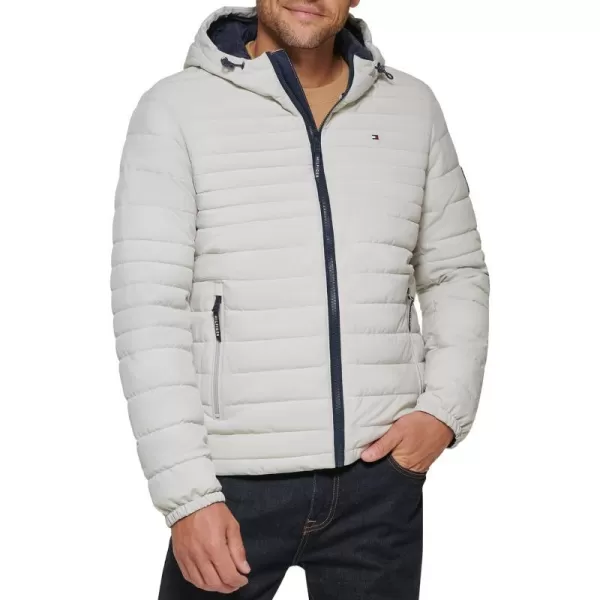 Tommy Hilfiger Mens Stretch Poly Hooded Packable JacketIce