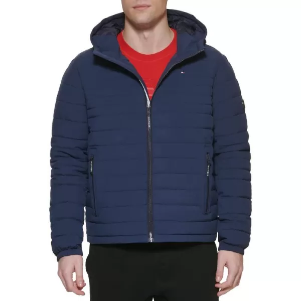 Tommy Hilfiger Mens Stretch Poly Hooded Packable JacketMidnight