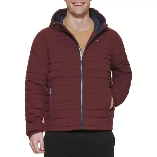 Tommy Hilfiger Mens Stretch Poly Hooded Packable JacketPort