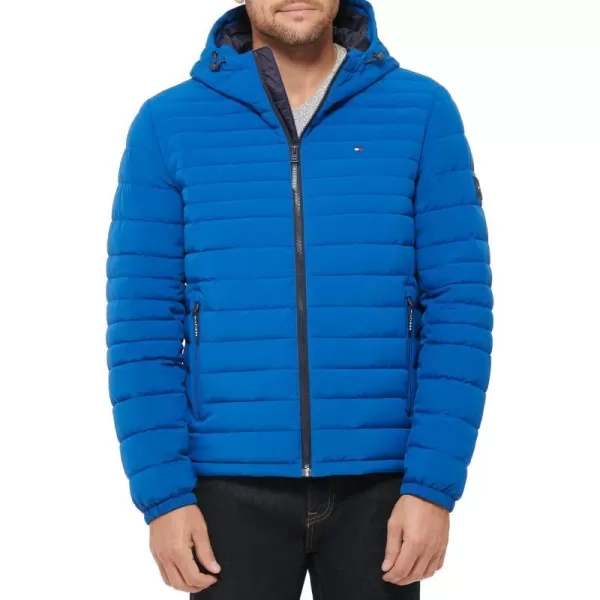 Tommy Hilfiger Mens Stretch Poly Hooded Packable JacketRoyal Blue