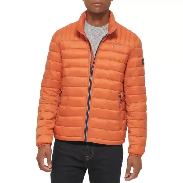 Tommy Hilfiger Mens Ultra Loft Lightweight Packable Puffer Jacket Standard and Big  TallBurnt Orange