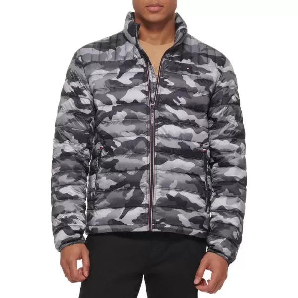 Tommy Hilfiger Mens Ultra Loft Lightweight Packable Puffer Jacket Standard and Big  TallGrey Camouflage