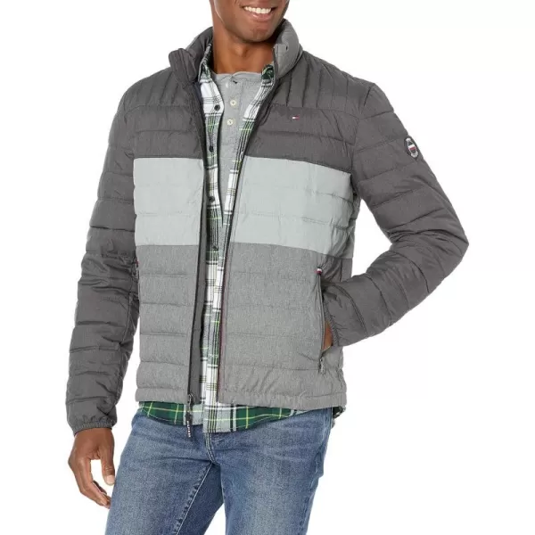 Tommy Hilfiger Mens Ultra Loft Lightweight Packable Puffer Jacket Standard and Big  TallGrey Colorblock