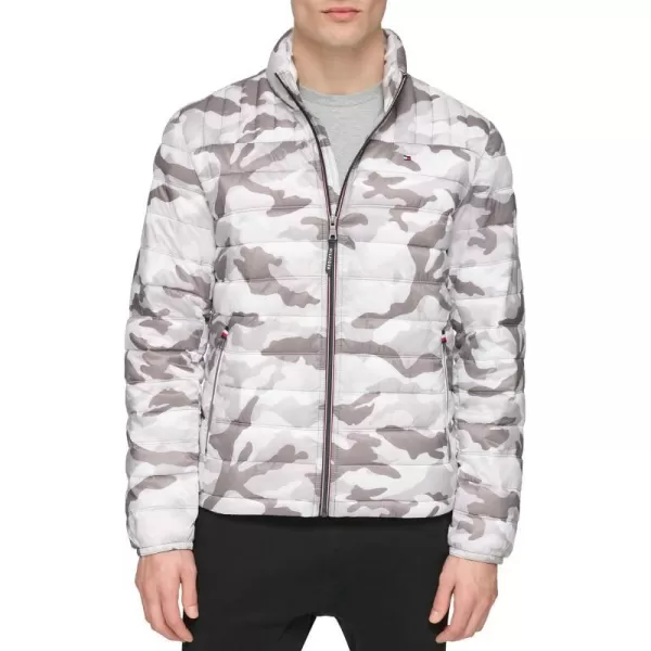 Tommy Hilfiger Mens Ultra Loft Lightweight Packable Puffer Jacket Standard and Big  TallWhite Camouflage