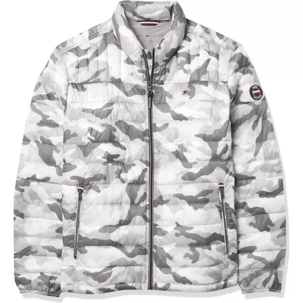 Tommy Hilfiger Mens Ultra Loft Lightweight Packable Puffer Jacket Standard and Big amp TallBig amp Tall White Camouflage