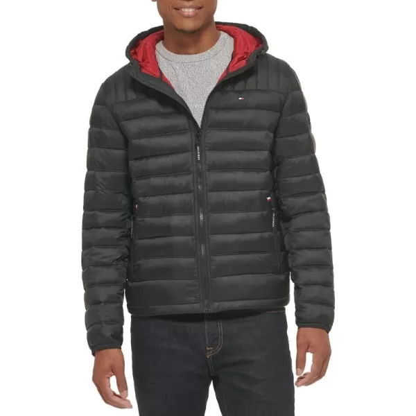 Tommy Hilfiger Mens Water Resistant Ultra Loft Filled Hooded Puffer JacketBlack