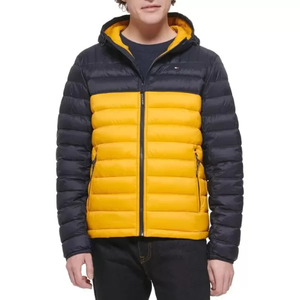 Tommy Hilfiger Mens Water Resistant Ultra Loft Filled Hooded Puffer JacketShine Yellow