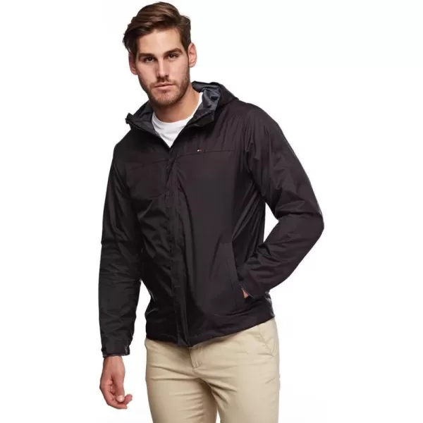 Tommy Hilfiger Mens Waterproof Breathable Hooded Jacket RaincoatBlack