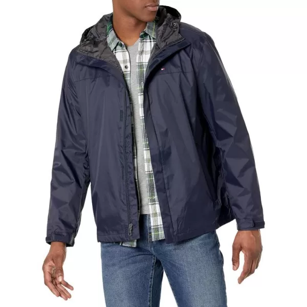 Tommy Hilfiger Mens Waterproof Breathable Hooded Jacket RaincoatNavy