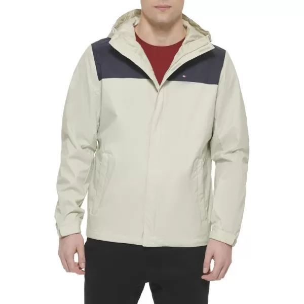 Tommy Hilfiger Mens Waterproof Breathable Hooded Jacket RaincoatNavyIce