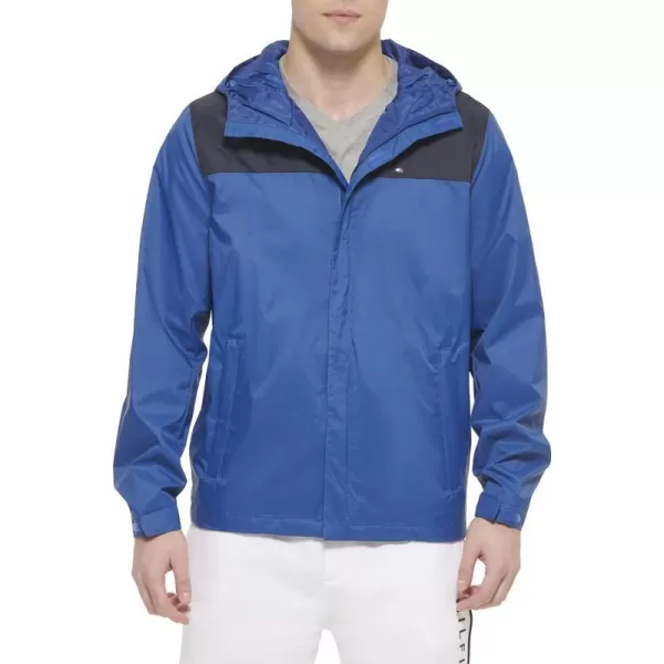 Tommy Hilfiger Mens Waterproof Breathable Hooded Jacket RaincoatNavyOcean Blue