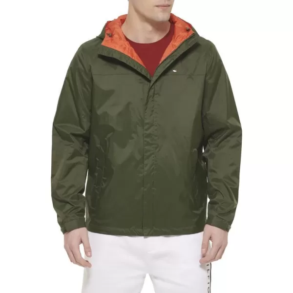 Tommy Hilfiger Mens Waterproof Breathable Hooded Jacket RaincoatOlive