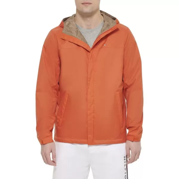 Tommy Hilfiger Mens Waterproof Breathable Hooded Jacket RaincoatOrange