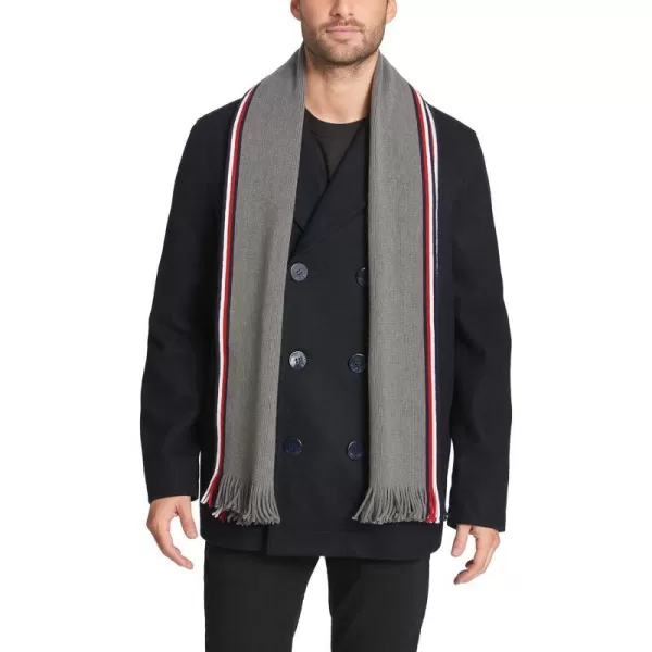 Tommy Hilfiger Mens Wool Melton Classic Double Breasted PeacoatNavy W Scarf