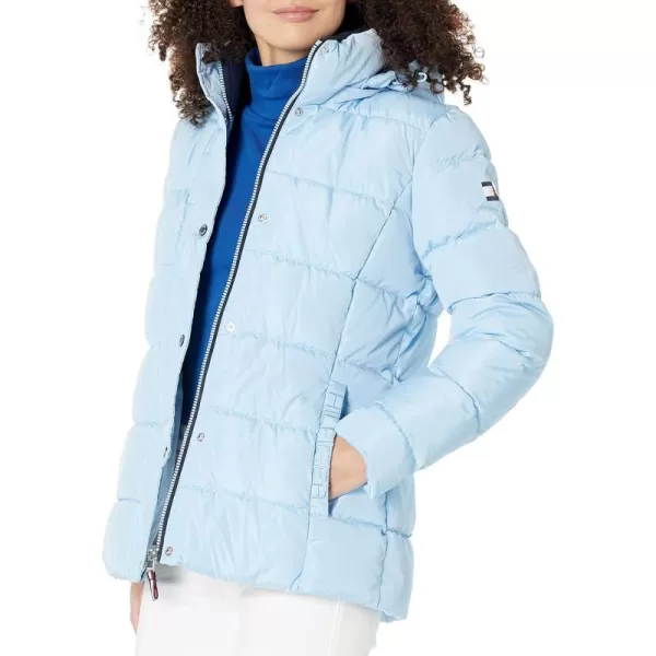 Tommy Hilfiger Womens Zip Up Short Puffer JacketCerulean