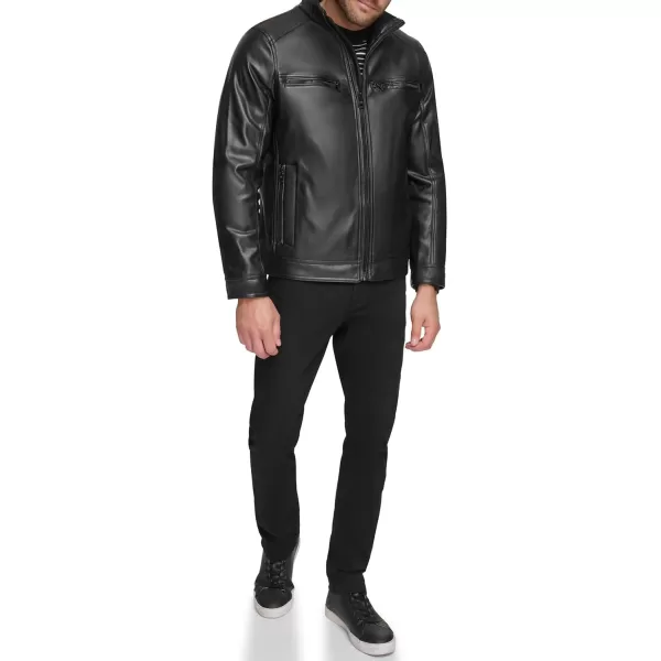 Calvin Klein Mens Everyday Essential Faux Leather JacketBlack