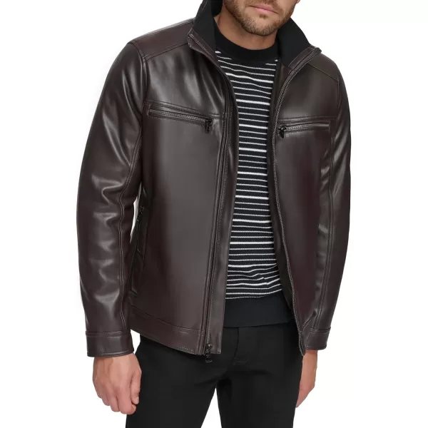 Calvin Klein Mens Everyday Essential Faux Leather JacketHeritage Brown