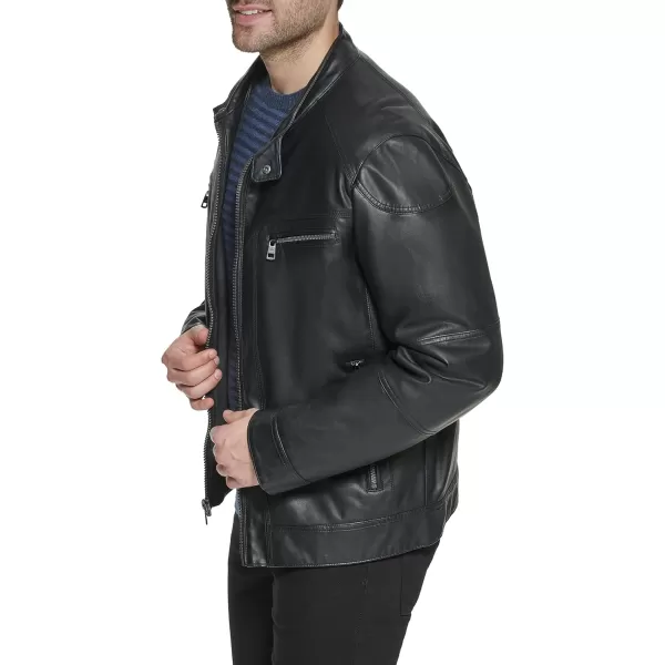 Calvin Klein Mens Motorcycle Jacket With Removable HoodieMoto Black