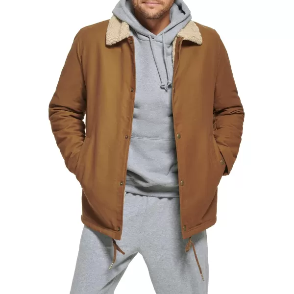 Calvin Klein Mens Sherpa Lined SoftShell JacketCoach Cognac