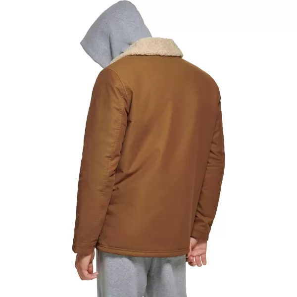 Calvin Klein Mens Sherpa Lined SoftShell JacketCoach Cognac