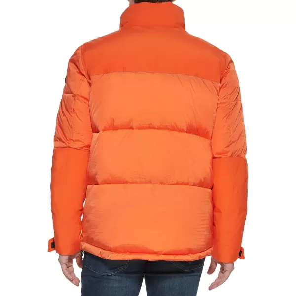 Calvin Klein Mens Snap Front Puffer JacketAlternative Down Orange