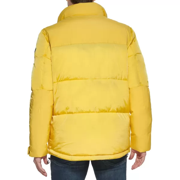 Calvin Klein Mens Snap Front Puffer JacketAlternative Down Yellow