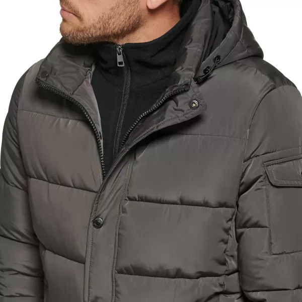 Calvin Klein Mens Snap Front Puffer JacketFleece Bib Alloy