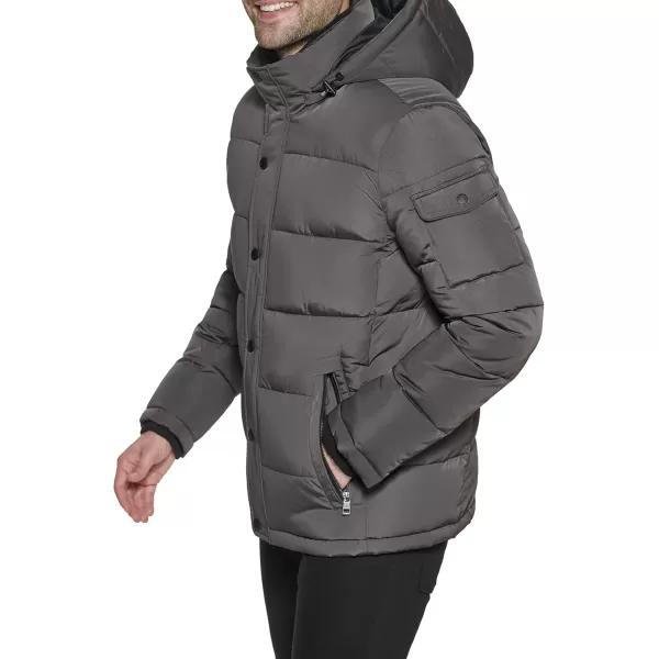 Calvin Klein Mens Snap Front Puffer JacketFleece Bib Alloy