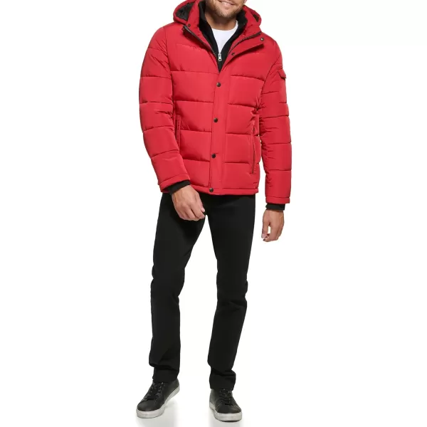 Calvin Klein Mens Snap Front Puffer JacketFleece Bib Deep Red