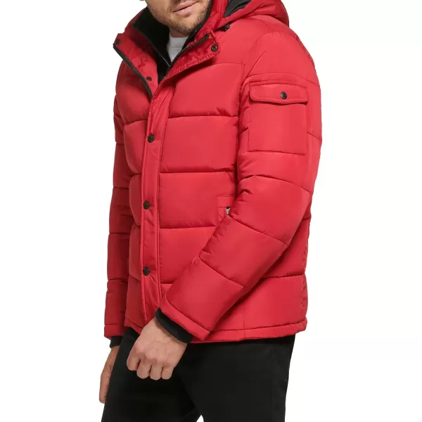 Calvin Klein Mens Snap Front Puffer JacketFleece Bib Deep Red