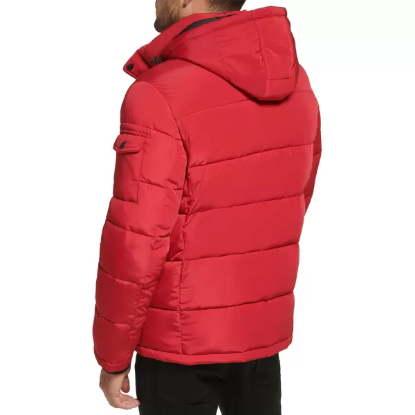 Calvin Klein Mens Snap Front Puffer JacketFleece Bib Deep Red