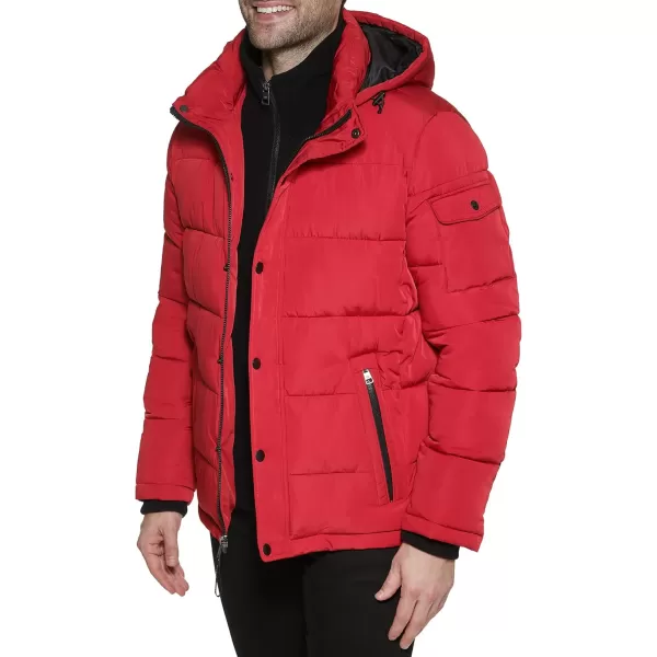 Calvin Klein Mens Snap Front Puffer JacketFleece Bib Deep Red