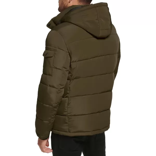 Calvin Klein Mens Snap Front Puffer JacketFleece Bib Olive