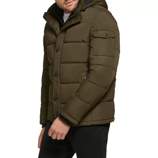 Calvin Klein Mens Snap Front Puffer JacketFleece Bib Olive