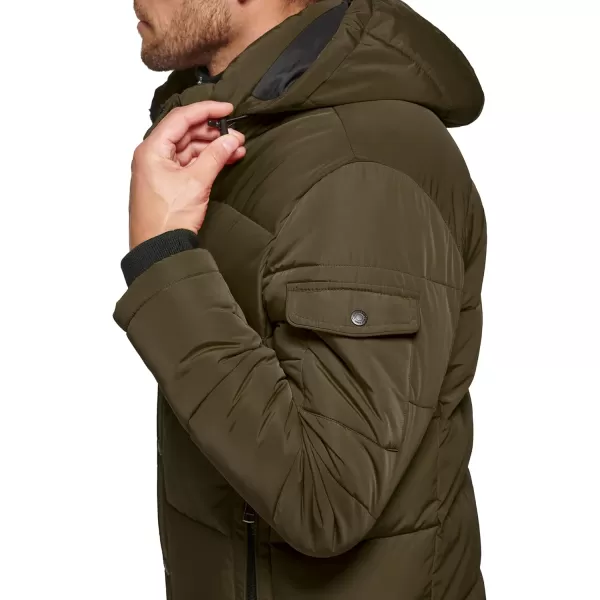 Calvin Klein Mens Snap Front Puffer JacketFleece Bib Olive