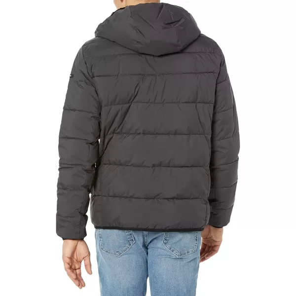 Calvin Klein Mens Snap Front Puffer JacketHooded Stretch Iron