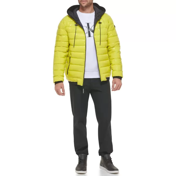 Calvin Klein Mens Snap Front Puffer JacketSuper Shine Citron