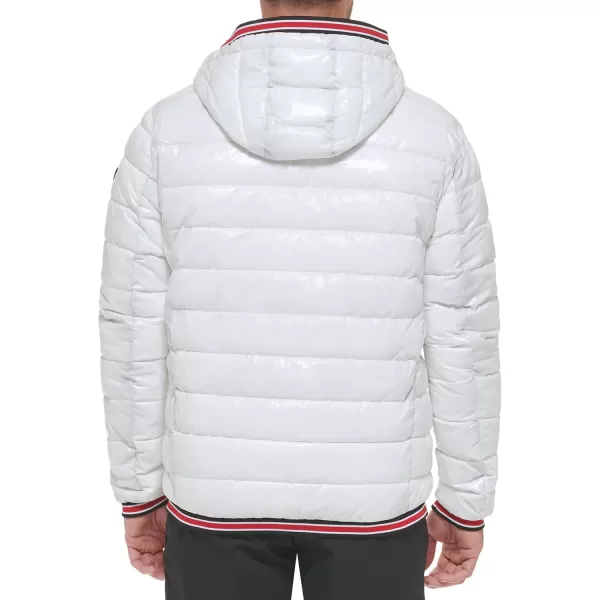 Calvin Klein Mens Snap Front Puffer JacketSuper Shine White