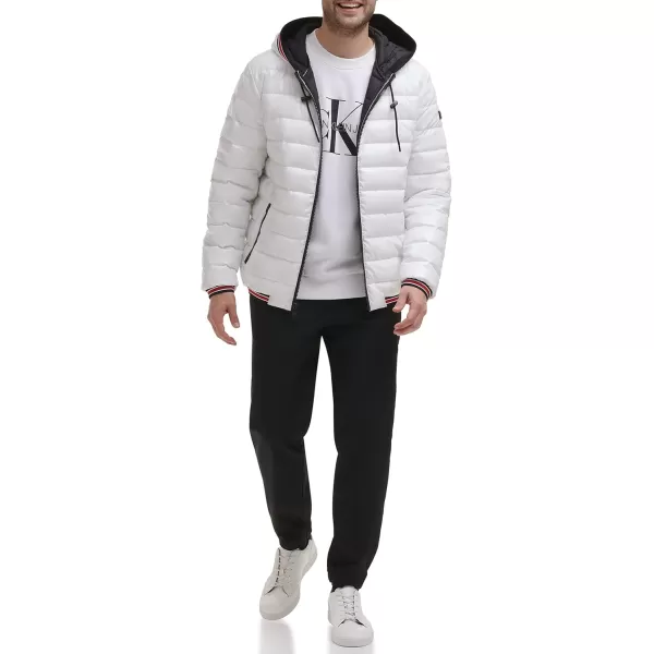 Calvin Klein Mens Snap Front Puffer JacketSuper Shine White