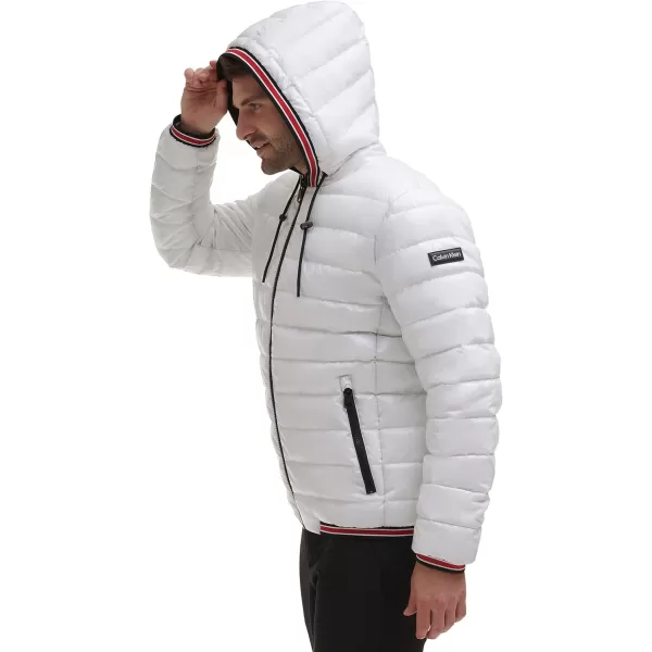 Calvin Klein Mens Snap Front Puffer JacketSuper Shine White