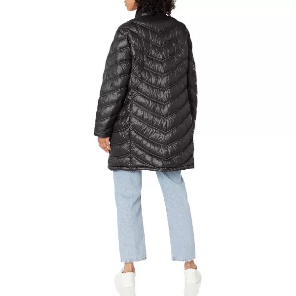 Calvin Klein Womens Chevron Quilted Packable Down Jacket Standard and PlusGlossy Black