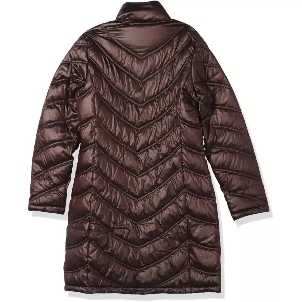 Calvin Klein Womens Chevron Quilted Packable Down Jacket Standard and PlusGlossy Chevron Shine Wine